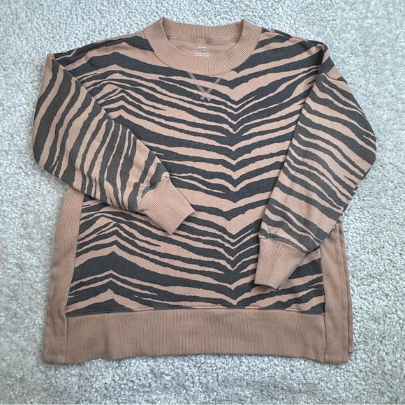 Aerie Oversized Good Vibes Sweatshirt. Zebra Print. Small - Picture 1 of 9